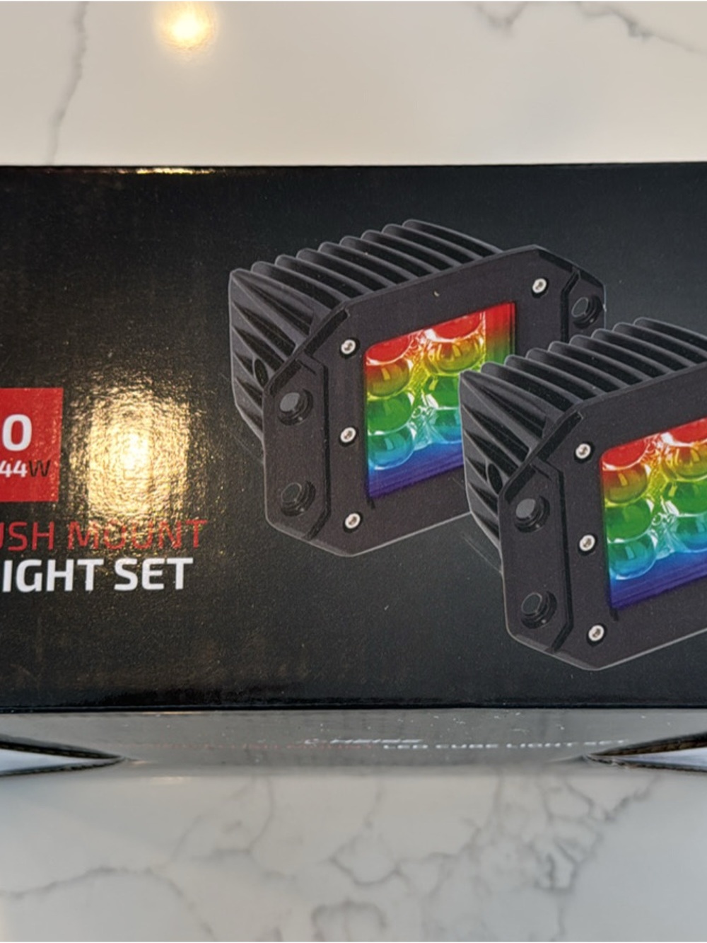 HEISE Chasing Flush Mount LED Cube Light Set - Black with Rainbow LEDs